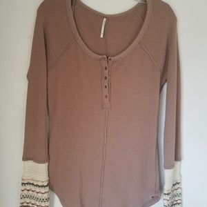 Free People alpine thermal sweater cuff shirt